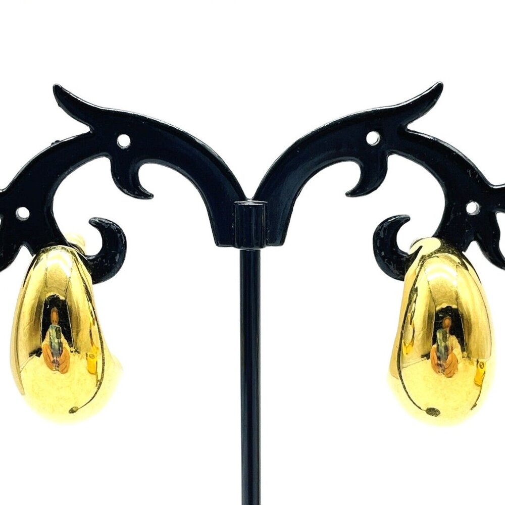 Signed NAPIER Gold Tone Hoop Earrings Pierced Classic Vintage 1980s 1990s